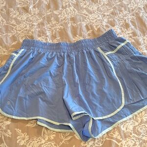 Simply Southern Light Blue Athletic Shorts with White Trim